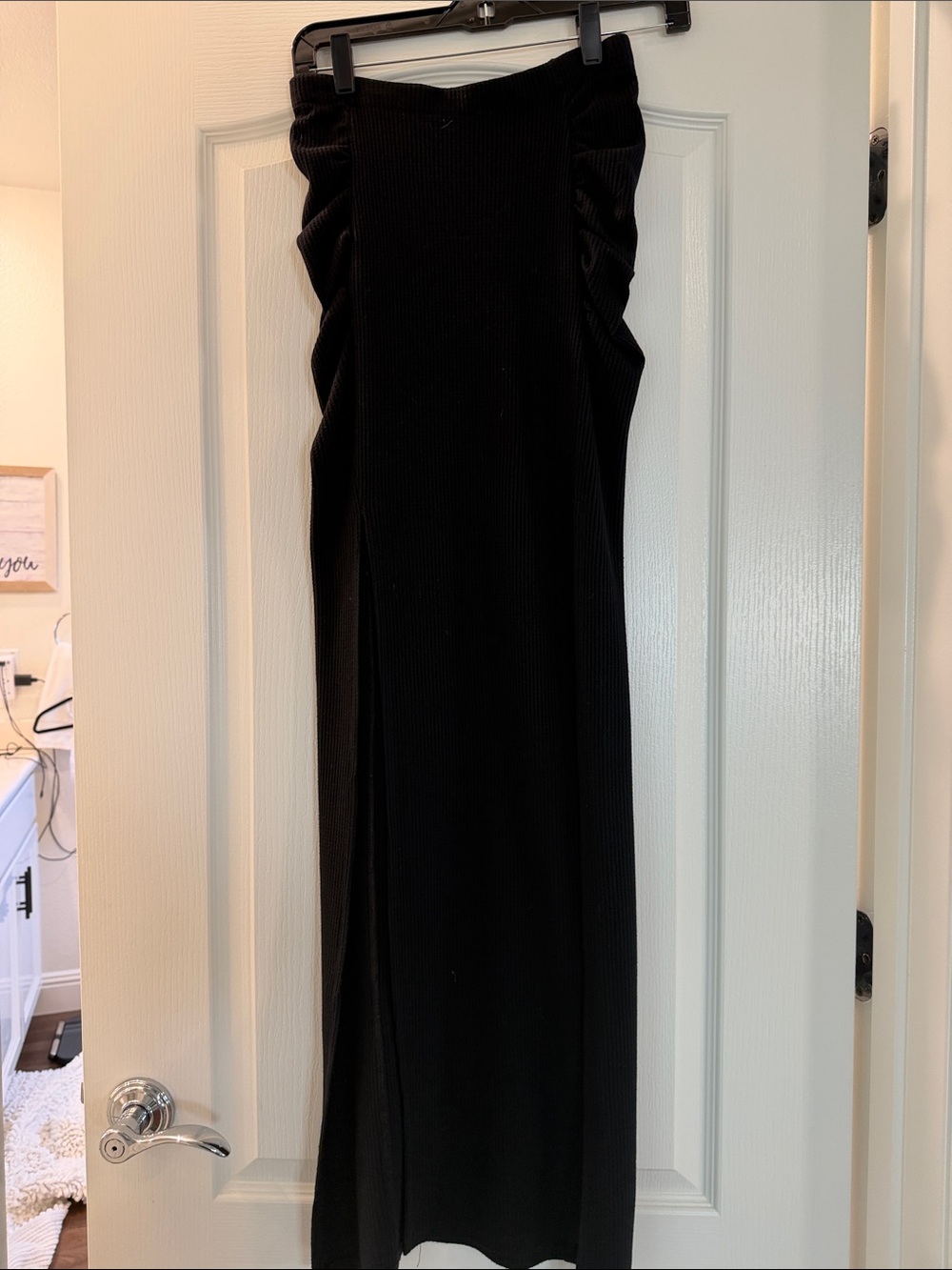 Bear Dance Black Maxi Dress with Ruched Sides